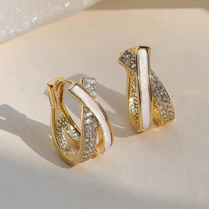 Orecchini a Cerchio Incrociati per Donne, Stile Francese, Accessori per Orecchie da Indossare Quotidianamente - Product Image 2