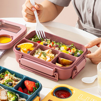 Boîte à lunch en plastique à 4 compartiments Récipient de conservation des aliments de cuisine avec compartiments divisés