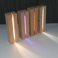 Support de lampe 3D de base de veilleuse lumineuse en bois ovale de 7 couleurs LED