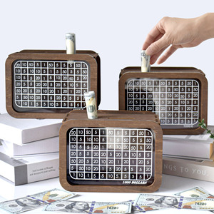 Hucha de madera borrable para niños, hucha para niños, <span class=keywords><strong>libras</strong></span> británicas, EURO dólares, hucha de ahorro, hucha de madera creativa - Product Image 1