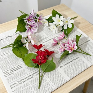 Bouquet de lys artificiels 6 fleurs à tige unique, violet, rouge, blanc, rose, en plastique, pour décoration, hôtel, scène - Product Image 4