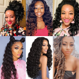Extensions de <span class=keywords><strong>cheveux</strong></span> synthétiques PET Ocean Wave au crochet, 20 pouces, bouclées, tressées, trame simple, 80g, ondulations profondes, courtes et ondulées pour femmes - Product Image 6