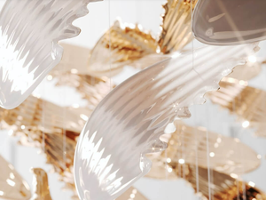 Grande suspension d'intérieur moderne et contemporaine en verre de luxe Ailes suspendues Lustres et lampes en verre de couleur personnalisée - Product Image 4