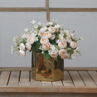 Décorations florales en soie pour table de salle à manger, table à thé, arrangements floraux de mariage, marqueurs d'allée en arche, style européen vintage pour fête
