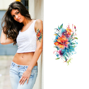 Skull Flower Tribal Temporary <b>Tattoo</b> Sticker Waterproof Long Lasting Water Transfer <b>Paper</b> Decal for Body Art Professional Use - Product Image 1