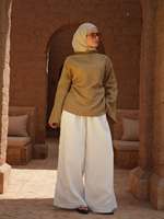 Haut en lin d'été de qualité supérieure pour femme musulmane, chemisier élégant à manches longues, tunique modeste de style arabe de Dubaï pour le hijab 2026