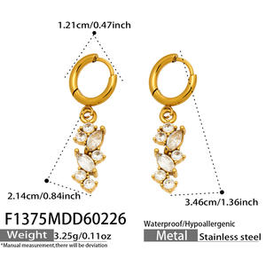 Pendientes Elegantes Personalizados a Prueba de Agua de Acero Inoxidable 316L con Circonita 5A, Pendientes Chapados en Oro de 18k, Pendientes de Moda para Mujer - Product Image 5
