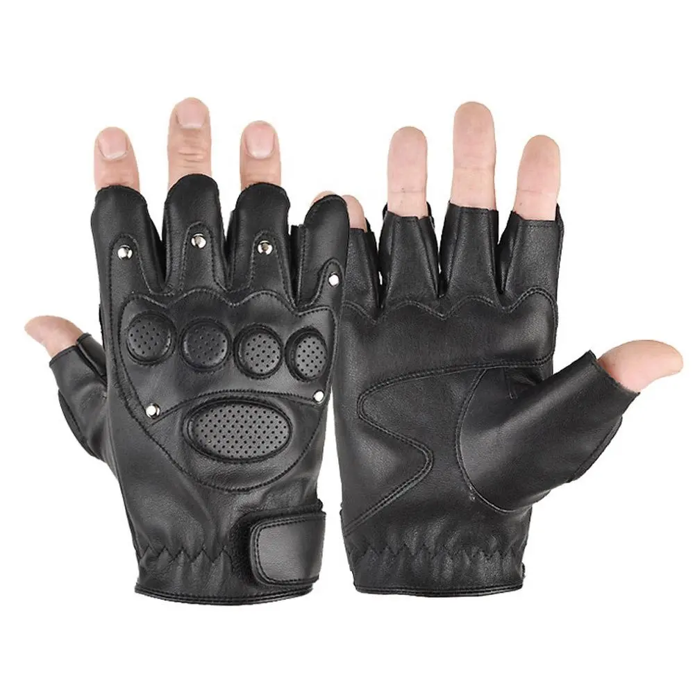 1 Paar Motorrad handschuhe PU Atmungsaktive Half Finger PU Leder Motorrad handschuhe zum Reiten Radfahren Angeln Taktischer Sport