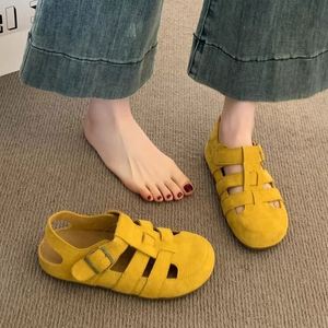 2026 Ladies Retro Forest Pig Cage Shoes Closed Toe Hollow Out Woven Soft <b>Flat</b> Two Wear Outdoor Daily Mule <b>Sandals</b> - Product Image 2