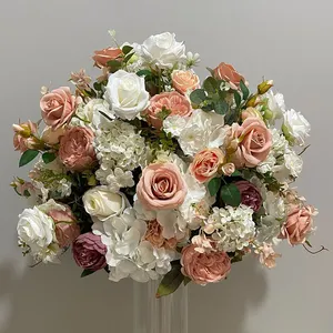 ODM fiore di seta artificiale corridore centrotavola palla fiore per la decorazione della tavola di nozze