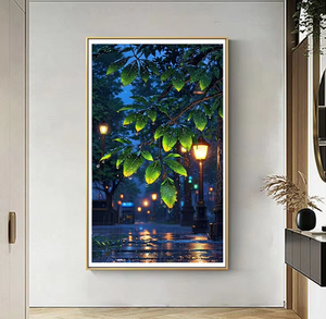 <span class=keywords><strong>Art</strong></span> mural moderne : Feuilles vertes et lampadaires, impression haute définition, peinture sur toile de paysage <span class=keywords><strong>avec</strong></span> <span class=keywords><strong>cadre</strong></span> intérieur pour décoration murale - Product Image 6