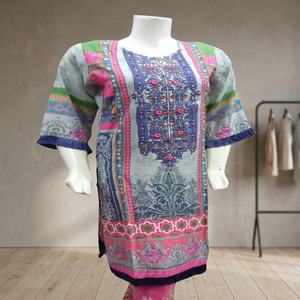 IMPEXPO Ethnic Women's Linen Embroidered Kurtis Long Length <b>Indian</b> Saree for Winter Wear for Parties Adults in India - Product Image 3