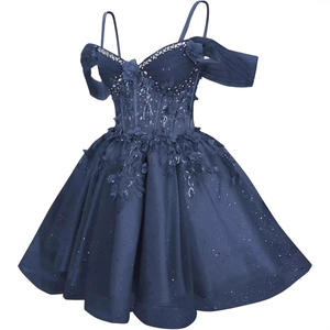 ชุดราตรีออกงานลายดอกไม้ ผ้าทูล ชุดงานเลี้ยงสำหรับวัยรุ่น ชุดออกงานปักเลื่อมแบบเปิดไหล่ ชุดงานรับปริญญา ชุดราตรีงานเลี้ยง สามารถสั่งตัดได้ - Product Image 3