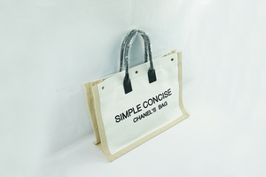 Juco <span class=keywords><strong>bolsa</strong></span> de <span class=keywords><strong>yute</strong></span> y algodón Shopper Natural gran tamaño playa regalo llevar <span class=keywords><strong>Bolsa</strong></span> De <span class=keywords><strong>yute</strong></span> con manija de cuero para las mujeres - Product Image 2