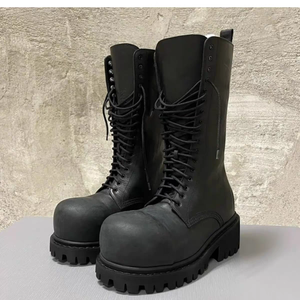 Canlin da uomo elegante pelle alta di mucca per stivali Martin Patchwork resistente abbigliamento da lavoro Casual impermeabile Anti-scivoloso funzione - Product Image 6
