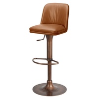 [En stock] Tabouret de bar en cuir véritable de vachette italien de qualité supérieure, chaise haute minimaliste, hauteur réglable, dossier rotatif