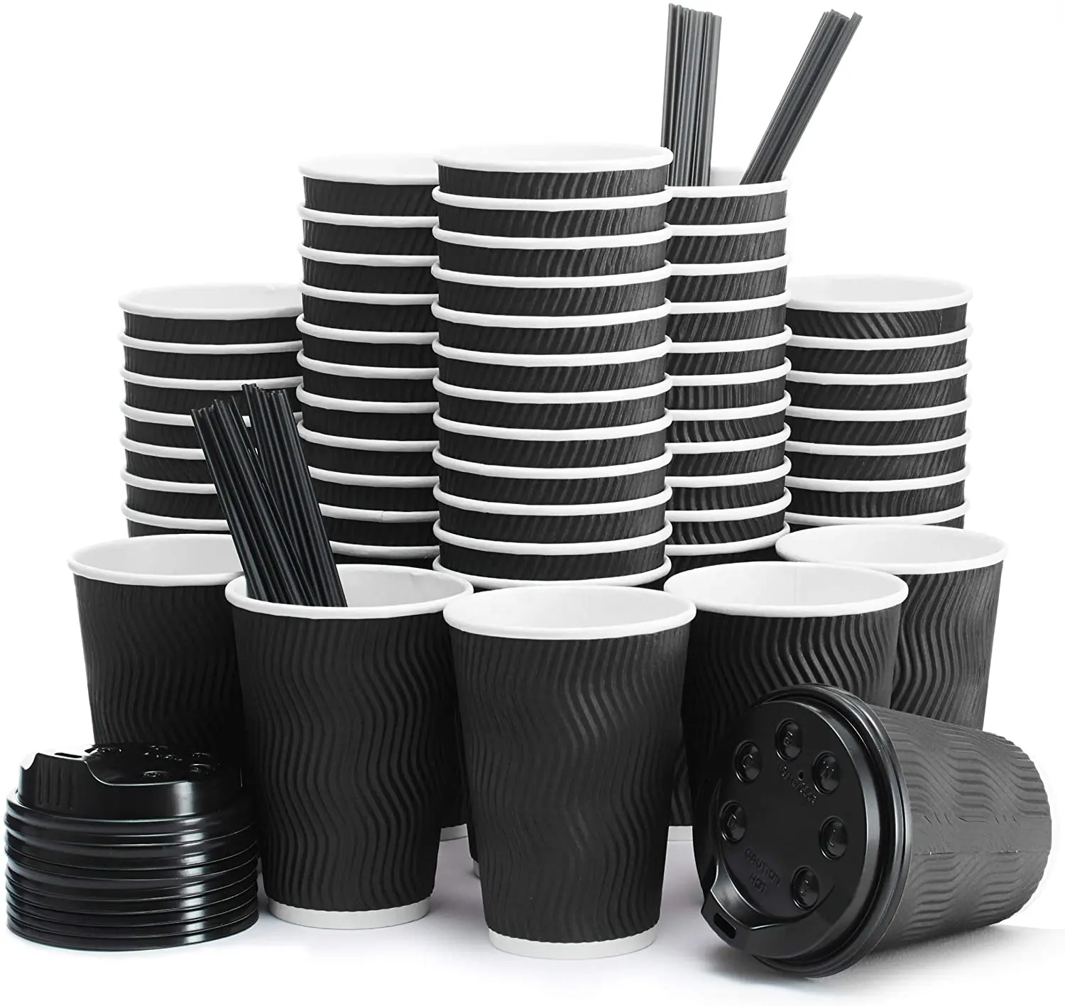 Eco friendly disposable paper cup biodegradable coffee cups single double ripple wall