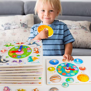 Horloge en bois créative avec planche d'apprentissage, outil éducatif Montessori multifonctionnel pour l'apprentissage précoce des tout-petits et des enfants d'âge préscolaire - Product Image 4