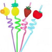 Paille en spirale créative en forme de fruit réutilisable en plastique de qualité alimentaire pour boissons froides pour enfants lors de fêtes