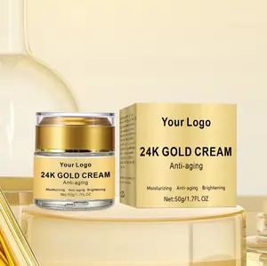 Creme hidratante orgânico anti-rugas anti-idade para a pele, creme creme iluminador 24K Gold personalizado para o rosto