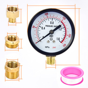 Plowing Y60 Pressure Gauge 0-1.6 Mpa Metal Analog Gauge With 3 Adapters For Air Compressor And Pump Accessories - Product Image 5