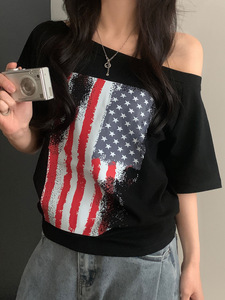 T-shirt estiva per le donne alla moda abiti sexy per le vacanze da donna a contrasto di colore vestiti larghi casual pigri top - Product Image 4