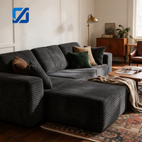 Ensemble de canapé modulaire Cloud 104 pouces, sectionnel DIY en forme de L, ottoman moderne rembourré en velours, pieds en bois écologique, idéal appartement et hôtel