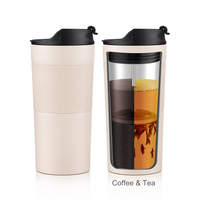 Mug de voyage isotherme portable 350 ml en acier inoxydable avec presse française, personnalisable avec logo, cadeau de Noël