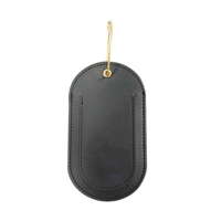 Étiquette de bagage en cuir noir personnalisée de qualité supérieure avec anneau de suspension et rabat en cuir PU, accessoires de voyage, fournisseur d'usine