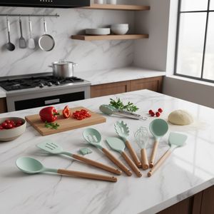 Juego de utensilios de cocina ecológicos de 12 piezas con mangos de madera, aptos para lavavajillas, de silicona, para cocina, Peiyong China - Product Image 3