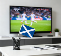Drapeau de bureau Coupe du Monde de Football Écosse 2026, Drapeau à main Écossais Croix de Saint-André avec mât pour le bureau et les événements des supporters