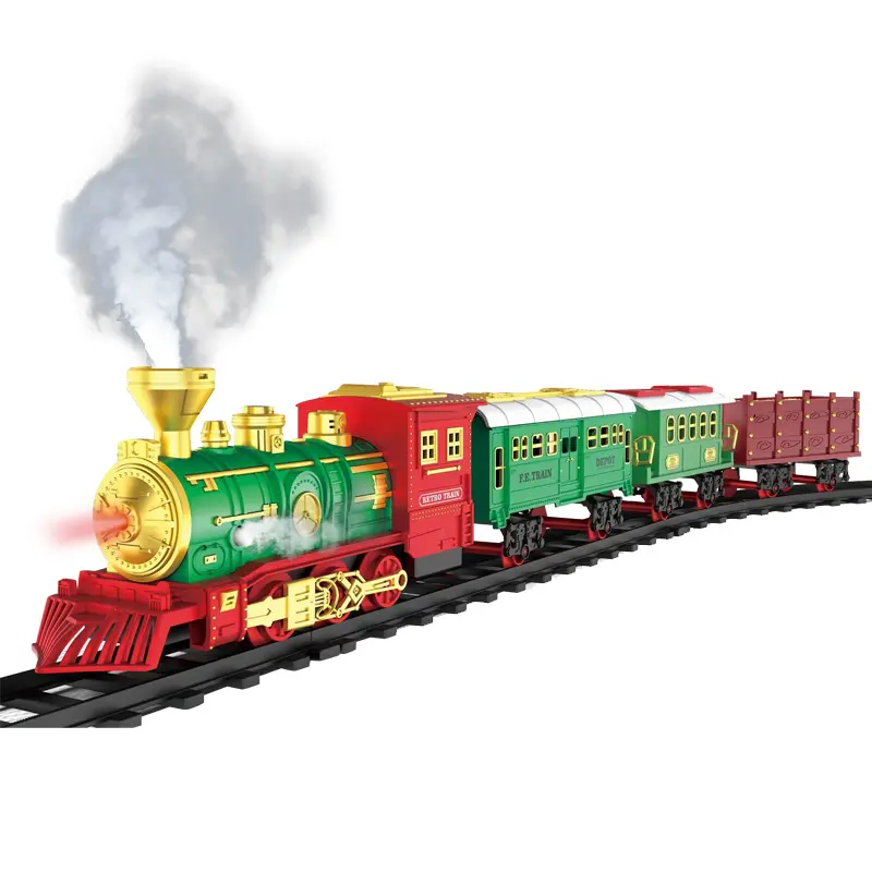 B/O Steam children plastic electric christmas train set toys with light music