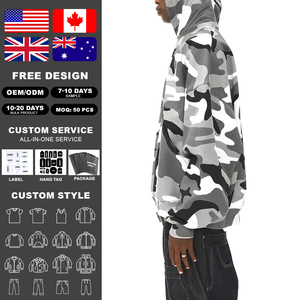 KingSen Winter Custom Embroidered Allover Print Breathable Heavyweight 100% Cotton Men's Pullover Hoodie Oversized <b>Hip</b> Hop - Product Image 2