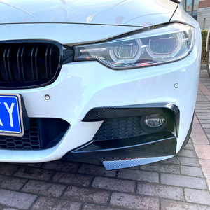 Bmw Front Canard <b>Corner</b> <b>Protector</b> Carbon Fiber Texture Abs Adhesive Fit 3 Series F30 F31 M Pack 2013 2019 - Product Image 1
