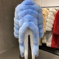 Manteau en fourrure de renard rouge avec queue de renard, col large, longueur mi-longue, véritable fourrure de renard, vêtement d'extérieur pour soirée, hiver