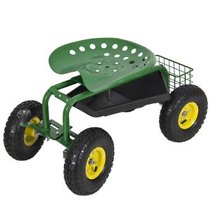 Swivel Seat Rolling Gardening Cart Garden Yard Lawn Weeding Chair for Planting with Wheels Garden Tractor Work Seat
