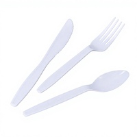 Ensemble de couverts en plastique blanc jetables, couteau, fourchette, cuillère, sans danger pour les aliments, pour la restauration et les fêtes