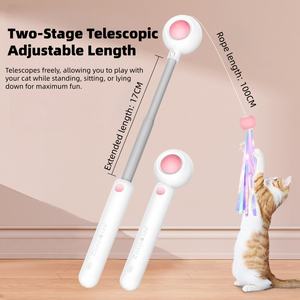 Pabrik desain baru dapat disesuaikan mewah ramah lingkungan ditarik plastik menggoda hewan peliharaan interaktif mainan kucing tongkat penggoda untuk dalam ruangan - Product Image 4