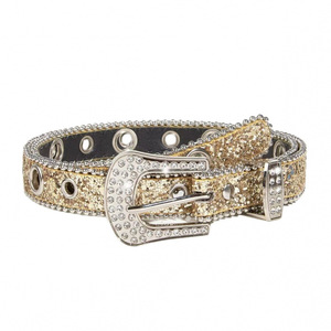 <span class=keywords><strong>Cintura</strong></span> in Pelle PU Glitterata Stile Y2k <span class=keywords><strong>con</strong></span> Fibbia Decorata <span class=keywords><strong>con</strong></span> Strass - Product Image 4