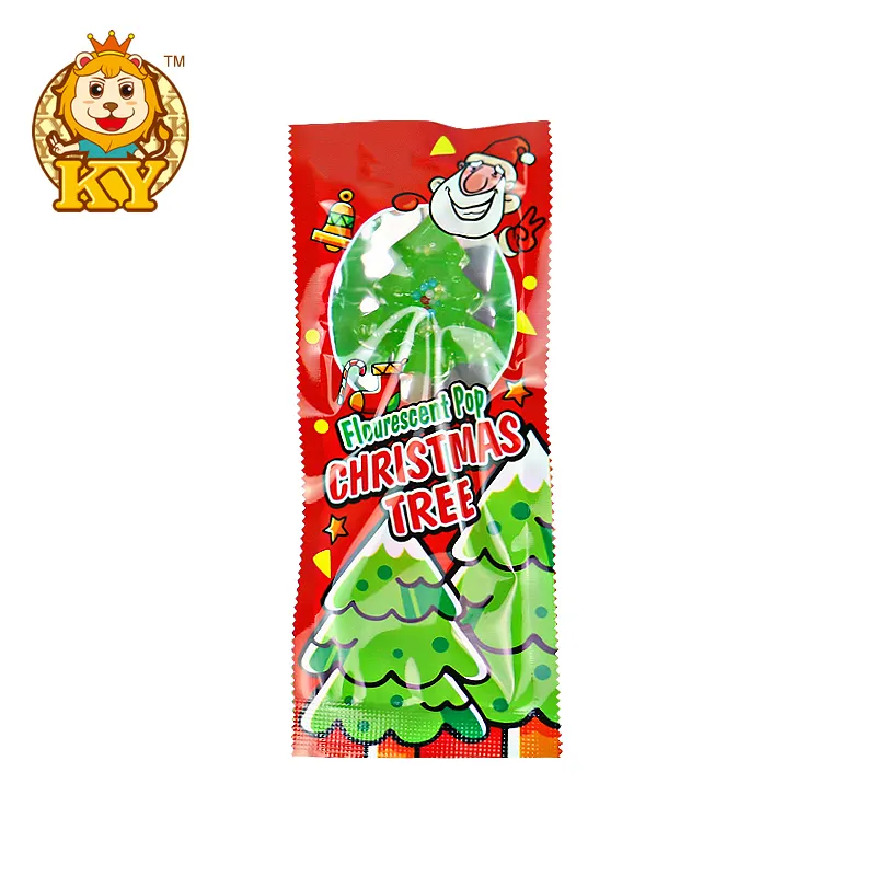 Hersteller Großhandel Snacks Weihnachts baum Lutscher mit Leucht stab Hart bonbon Süßigkeiten