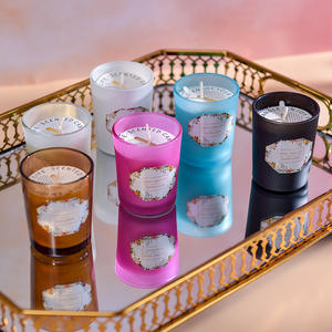 Vela Aromática de Cera de Soja Perfumada Sin Humo en Vaso de Vidrio de Color Personalizado OEM de Fábrica, Regalo Semi-Artesanal - Product Image 1