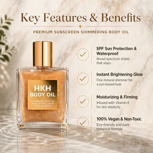 Protector Solar Vegano Orgánico, Resistente al Agua, de Larga Duración, Ecológico, No Tóxico, Nutritivo e Hidratante, con Brillo Corporal y SPF 50 de Amplio Espectro - Product Image 3
