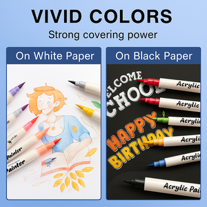 Pennarello in acrilico a doppio colore <span class=keywords><strong>punta</strong></span> a pennello flessibile a <span class=keywords><strong>doppia</strong></span> estremità sicura e facile da usare per bambini e principianti - Product Image 3