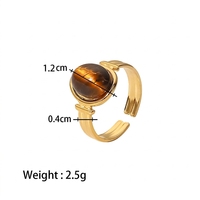 Schicker, mit Strass besetzter, offener, verstellbarer, vergoldeter Edelstahl-Modeschmuckring