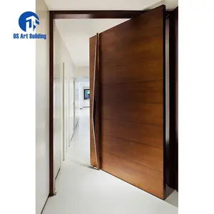 Ds us villa porta exterior para casa de design simples porta de madeira com pesos de entrada de porquinho de madeira sólida moderna