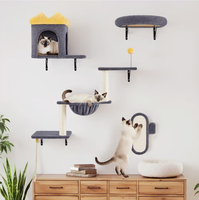Tempat Garukan Kucing Kayu Solid yang Dipasang di Dinding, Garukan Kucing Dinding, Tempat Bertengger Kucing di Dinding, Mainan Pengasah Cakar Hewan Peliharaan