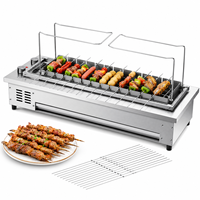 Nouveau Grill Électrique Rotatif Automatique Sans Fumée en Acier Inoxydable pour Brochettes de Mouton, 16 Brochettes, 3400W, Multifonctionnel Intérieur/Extérieur