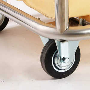 Chariot de service pliable pour chambre d'hôtel Chariot à linge en acier inoxydable épais brun pour la collecte de vêtements sales Chariots de nettoyage - Product Image 6