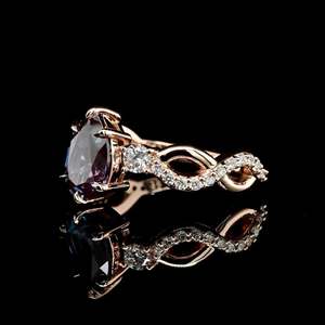 Bague de fiançailles RIZTA JEWELS en or massif 18 carats avec diamant de laboratoire 0,5 ct 1 ct 2 ct certifié IGI, coupe poire, classique, plaqué or, unisexe - Product Image 2