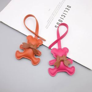 New Cute Cartoon Bear <b>Backpack</b> Keychain Popular PU Light Keychain with Pendant Bag Charm for Decorations - Product Image 5